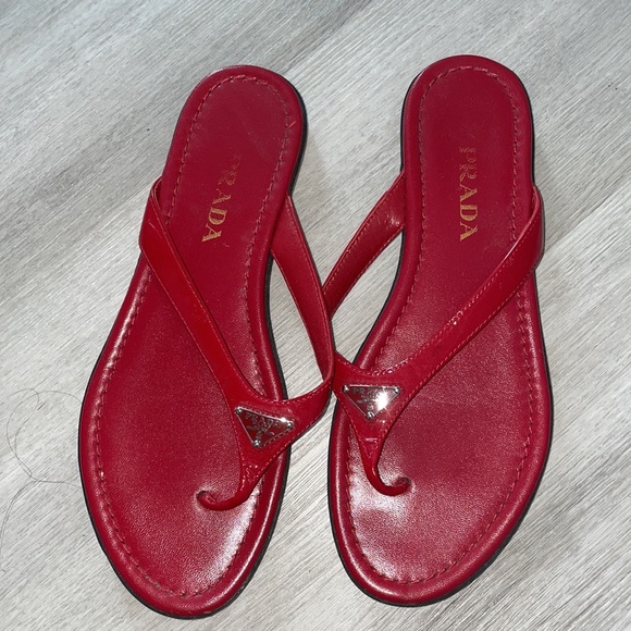 Prada red sandals 37 with logo - Picture 4 of 6